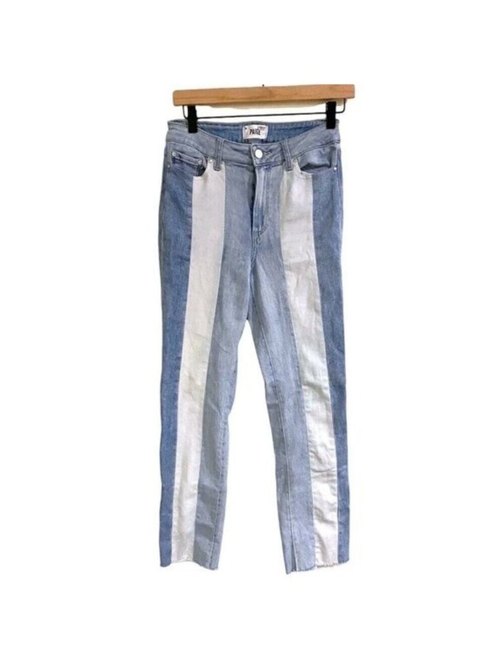 Paige Denim Jeans Women’s 27 Stretch Patchwork Two Tone Light Wash Pants Ankle